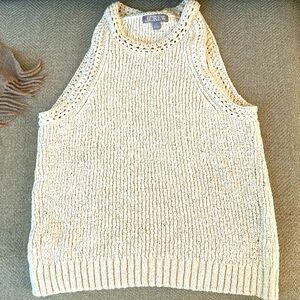 J Crew.. high neck pointelle sweater tank… cream color… Sz M… nwot
